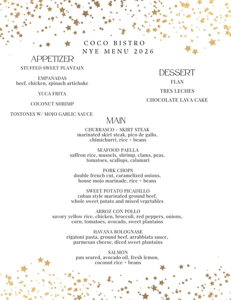 New Year's Eve 2026 menu